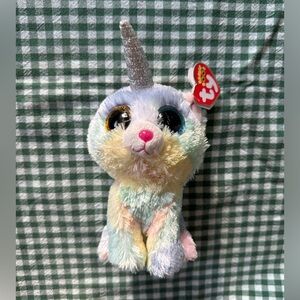 Ty Beanie Baby Boo Soft Toy Heather the Unicorn Cat